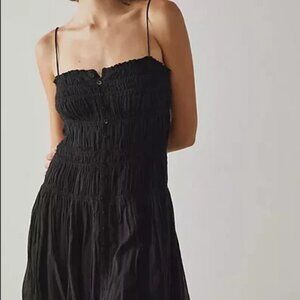 Free People FP One Lausanne Slip Black Smocked US ITEM M NEW
